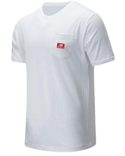 New Balance Hommes T-Shirt Nb Athletics Pocket En, Cotton, Taille - Blanc
