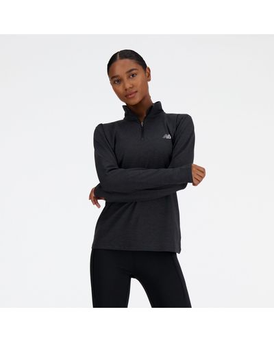 New Balance Sport Essentials Space Dye Quarter Zip Shirt - Black