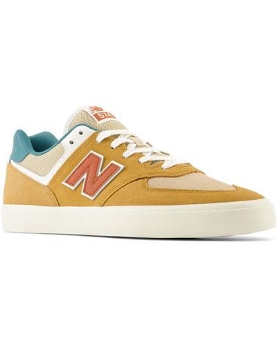 New Balance Nb Numeric 574 Vulc In Brown/green Suede/mesh - Yellow