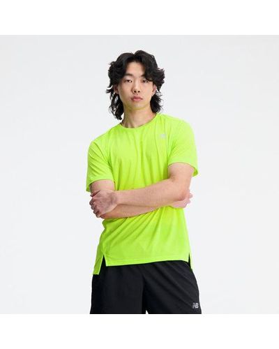 New Balance Homme Accelerate Short Sleeve En, Poly Knit, Taille - Vert