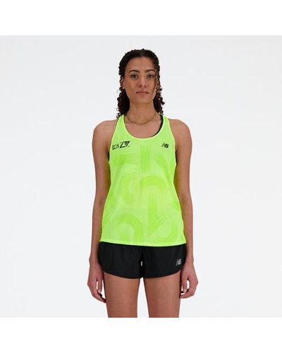 New Balance Femme London Edition Printed Nb Athletics Tank En, Poly Knit, Taille - Vert