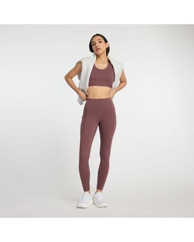 New Balance Nb Sleek Pocket High Rise legging 27" In Brown Poly Knit - Pink
