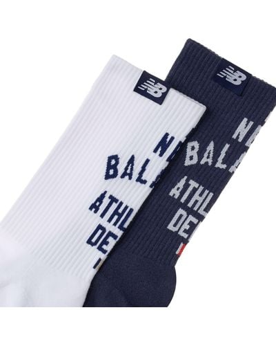 New Balance Lifestyle midcalf socks 2 pack in grau/schwarz/weiß - Blau