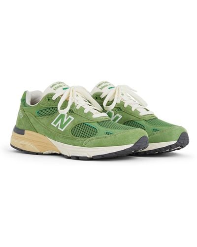 New Balance Made In Usa 993 In Green/white Suede/mesh