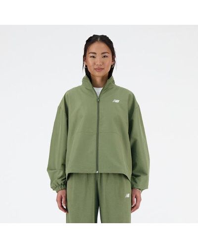 New Balance Femme Sport Essentials Oversized Jacket En, Polywoven, Taille - Vert