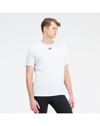 New Balance Homme Impact Run Luminous Short Sleeve En, Poly Knit, Taille - Blanc