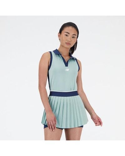 New Balance Femme Collared Tournament Tank En, Poly Knit, Taille - Bleu