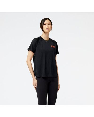 New Balance Femme Accelerate Pacer Short Sleeve En, Poly Knit, Taille - Noir