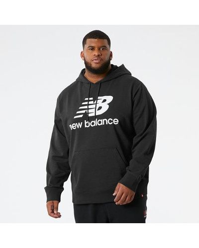 New Balance Homme Sweats À Capuche Nb Essentials Stacked Logo Po En, Cotton, Taille - Noir