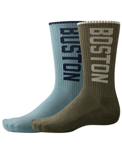 New Balance Unisexe Boston Crew Socks 2 Pack En, Cotton, Taille - Vert