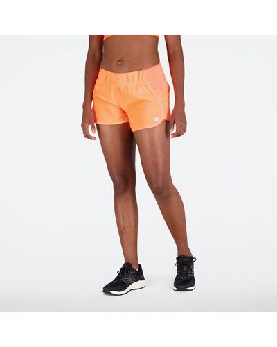 New Balance Femme Short Impact Run 3In En, Polywoven, Taille - Orange