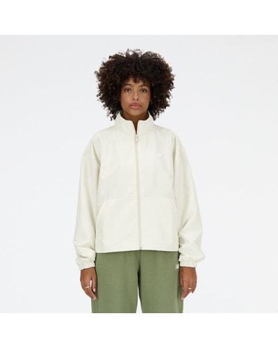 New Balance Femme Sport Essentials Oversized Jacket En, Polywoven, Taille - Blanc