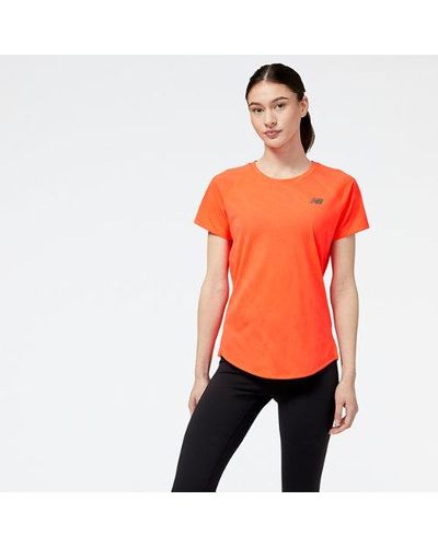 New Balance Femme Q Speed Jacquard Short Sleeve En, Poly Knit, Taille - Rouge