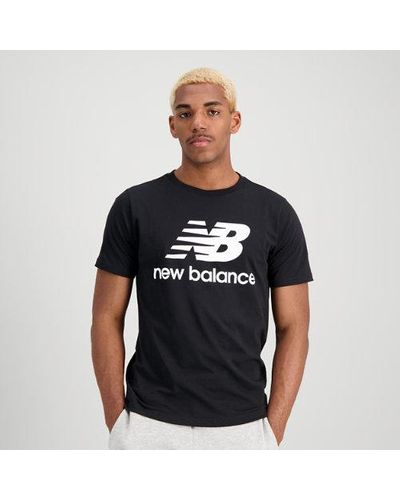 New Balance T-Shirt Essentials Stacked Logo - Noir
