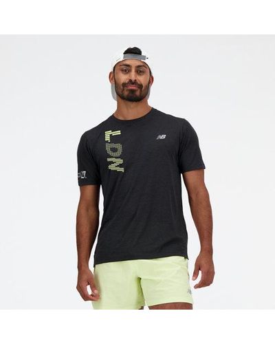 New Balance Homme London Edition Graphic Nb Athletics Run T-Shirt En, Poly Knit, Taille - Noir
