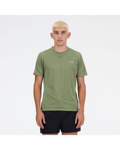 New Balance Athletics T-shirt In Green Poly Knit