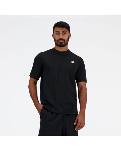 New Balance Tournament Top In Black Poly Knit