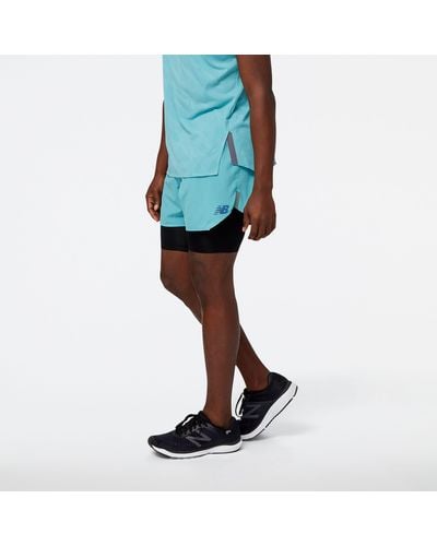 New Balance Q Speed 5 Inch 2 In 1 Short In Polywoven - Blue