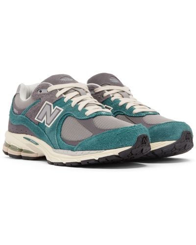 New Balance 2002r In Green/grey Suede/mesh - Blue