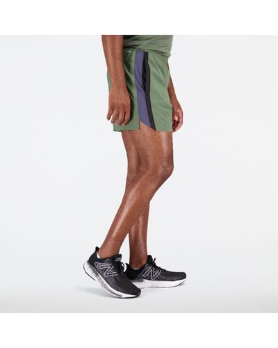 New Balance Accelerate 5 Inch Short In Green Polywoven