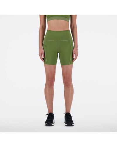 New Balance Nb Sleek Pocket High Rise Short 6" - Green
