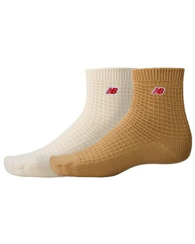 New Balance Unisexe Waffle Knit Ankle Socks 2 Pack En, Cotton, Taille - Marron