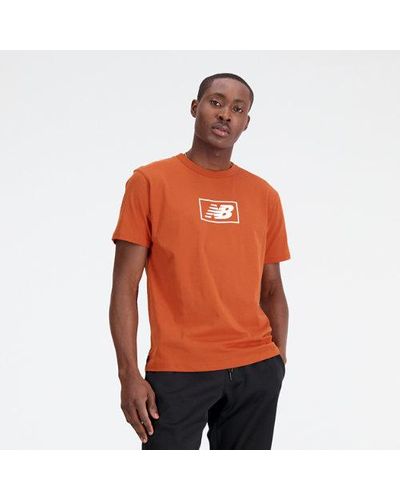 New Balance Nb Essentials Logo T-Shirt En, Cotton, Taille - Orange
