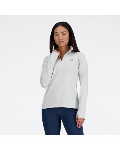 New Balance Sport Essentials Space Dye Quarter Zip Shirt - Gray