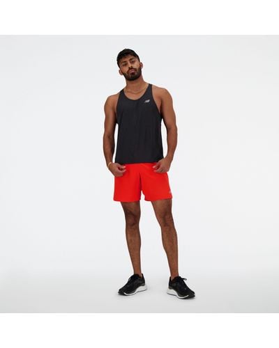 New Balance Athletics Singlet In Black Poly Knit - Red