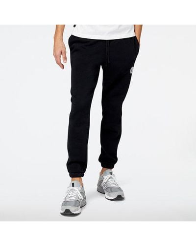 New Balance Homme Pantalons Nb Hoops Essentials Fundamental En, Cotton Fleece, Taille - Noir