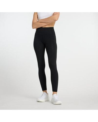 New Balance Femme Cotton High Rise Legging 27&Quot; En, Jersey, Taille - Noir