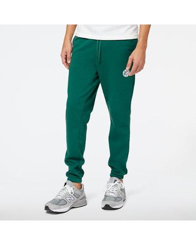 New Balance Homme Pantalons Nb Hoops Essentials Fundamental En, Cotton Fleece, Taille - Vert