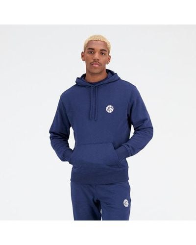New Balance Homme Sweats À Capuche Nb Hoops Essentials Fundamental En, Fleece, Taille - Bleu