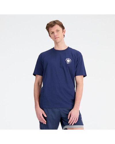 New Balance Homme Hoops Essentials T-Shirt En, Cotton, Taille - Bleu