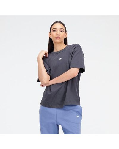 New Balance Femme Athletics Oversized T-Shirt En, Cotton, Taille - Bleu