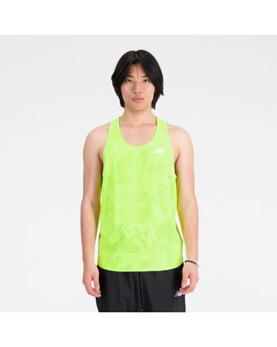New Balance Q Speed Jacquard Singlet In Green Poly Knit