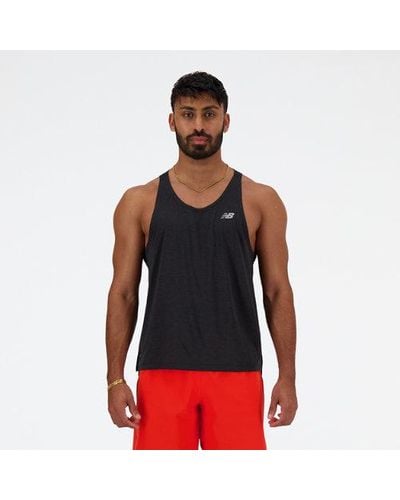 New Balance Homme Athletics Singlet En, Poly Knit, Taille - Rouge