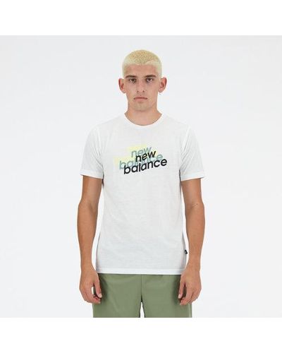 New Balance Homme Sport Essentials Heathertech Graphic T-Shirt En, Poly Knit, Taille - Blanc