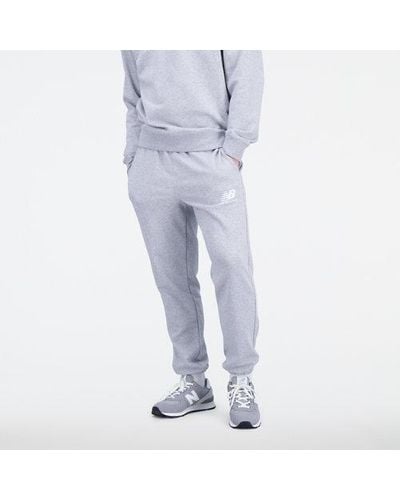New Balance Homme Pantalons Essentials Stacked Logo French Terry Sweatpant En, Cotton Fleece, Taille - Bleu
