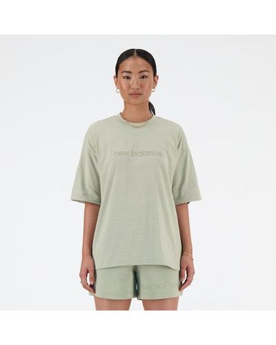 New Balance Femme Hyper Density Jersey Oversized T-Shirt En, Cotton Jersey, Taille - Vert