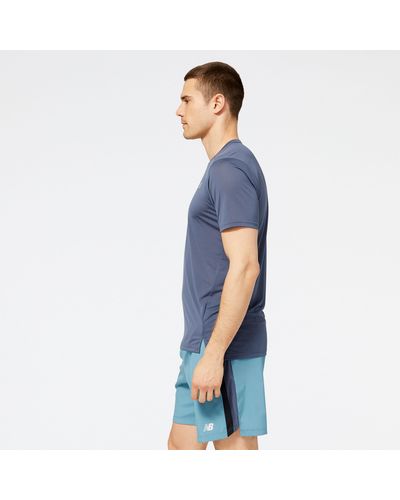 New Balance Accelerate Short Sleeve In Poly Knit - Blue