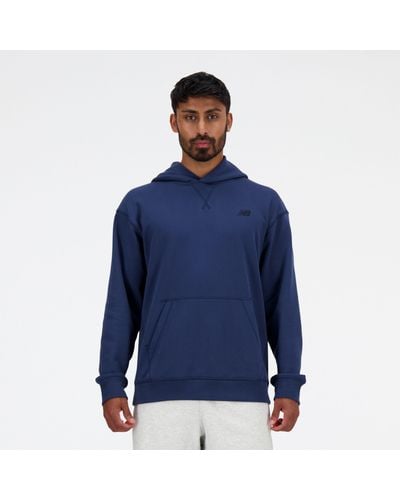 New Balance Athletics French Terry Hoodie In Navy Blue Cotton Fleece