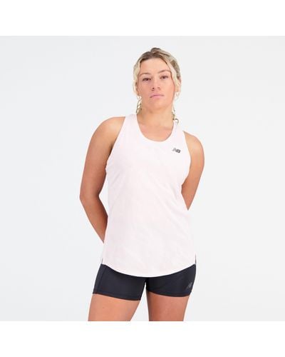 New Balance Q speed jacquard tank in rosa - Bianco