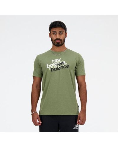 New Balance Homme Sport Essentials Heathertech Graphic T-Shirt En, Poly Knit, Taille - Vert