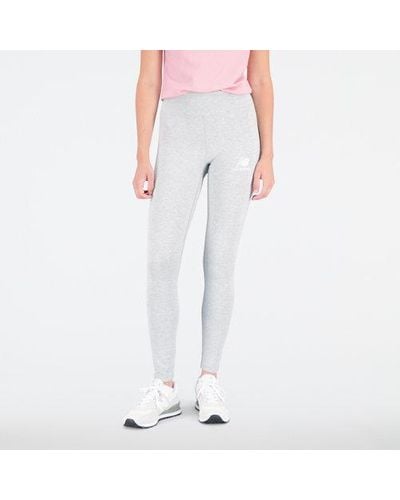 New Balance Femme Leggings Essentials Stacked Logo Cotton En, Taille - Blanc