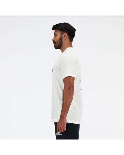 New Balance Sport Essentials Barrel Runner T-shirt In Cotton - White