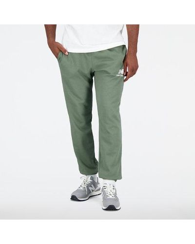 New Balance Homme Pantalons Essentials Stacked Logo French Terry Sweatpant En, Cotton Fleece, Taille - Vert