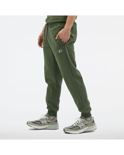 New Balance Nb Small Logo Trousers In Green Cotton
