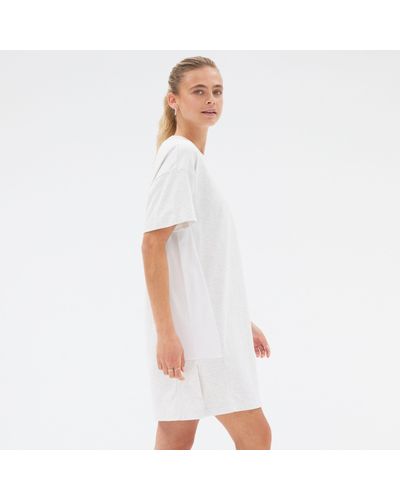 New Balance Nb Athletics Tee Dress In White Cotton