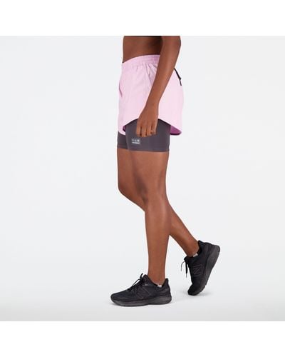 New Balance Impact Run At 3 Inch 2-in-1 Short In Polywoven - Pink